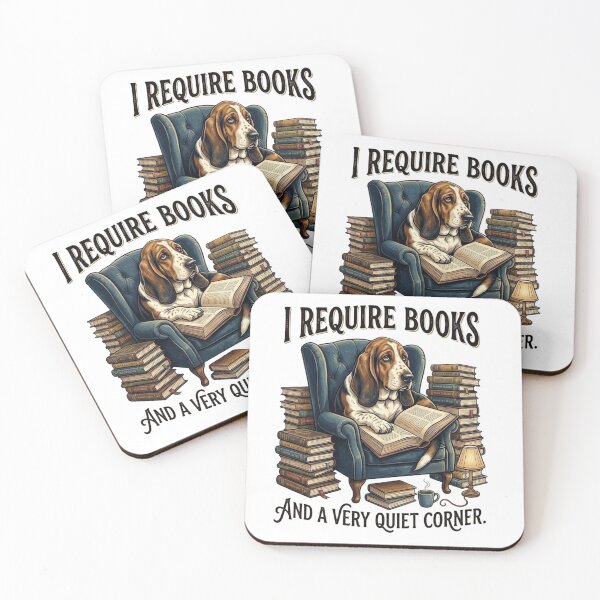Item preview, I Require Books And A Very Quiet Corner - Basset Hound Reader T-Shirt designed and sold by designwiss.