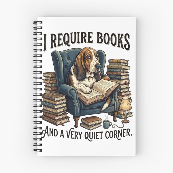 Item preview, I Require Books And A Very Quiet Corner - Basset Hound Reader T-Shirt designed and sold by designwiss.