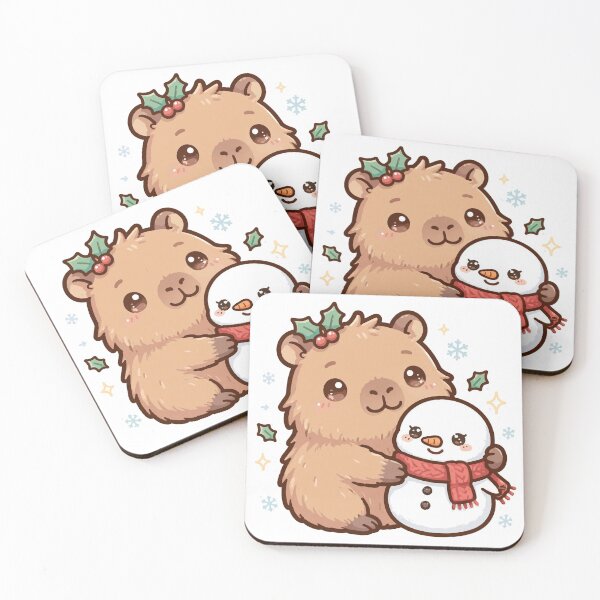 Item preview, Cute Capybara Hugging Snowman – Kawaii Christmas Winter Animal Design designed and sold by MoodLay.
