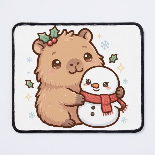 Item preview, Cute Capybara Hugging Snowman – Kawaii Christmas Winter Animal Design designed and sold by MoodLay.