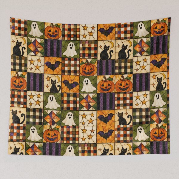 Item preview, Halloween Stained Glass Patchwork Pattern designed and sold by Creativveworrld03.