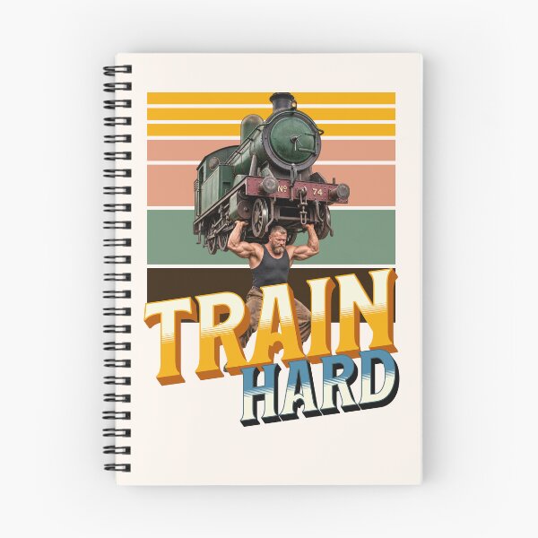 Item preview, Train Hard Funny Gym Pun – Bodybuilder Lifting Vintage Locomotive designed and sold by littleblued.
