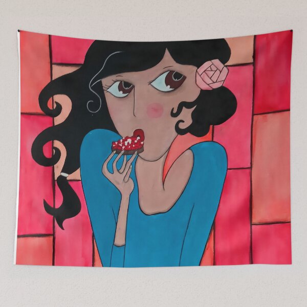 Item preview, Sweet Moment – Chic Girl Eating Cake  designed and sold by Diarta.