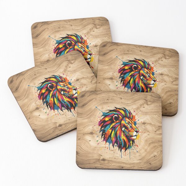 Item preview, Majestic Lion Head Art on Rustic Wooden Background designed and sold by Marcu Ioachim.