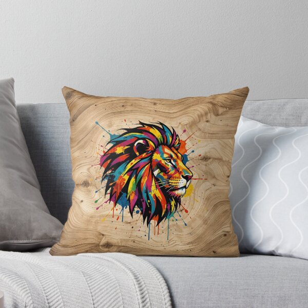 Item preview, Majestic Lion Head Art on Rustic Wooden Background designed and sold by Marcu Ioachim.