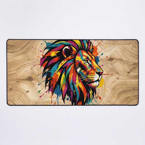 Item preview, Majestic Lion Head Art on Rustic Wooden Background designed and sold by Marcu Ioachim.