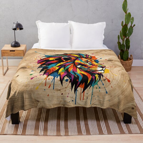 Item preview, Majestic Lion Head Art on Rustic Wooden Background designed and sold by Marcu Ioachim.