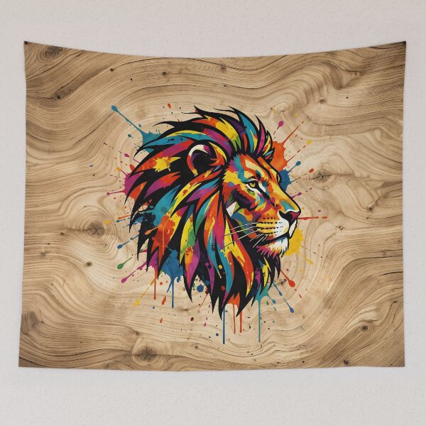 Item preview, Majestic Lion Head Art on Rustic Wooden Background designed and sold by Marcu Ioachim.