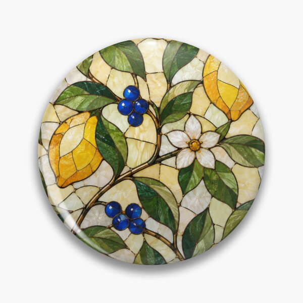 Item preview, Lemon Botanical Stained Glass Garden Pattern designed and sold by Creativveworrld03.