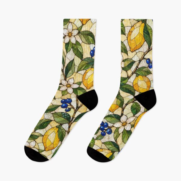 Item preview, Lemon Botanical Stained Glass Garden Pattern designed and sold by Creativveworrld03.