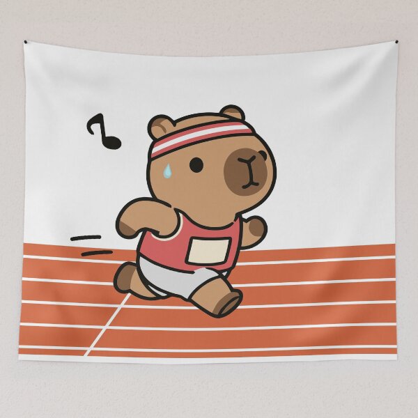 Item preview, Cute Running Capybara Marathon Runner Athletics Cute Illustration designed and sold by LensDyn™.