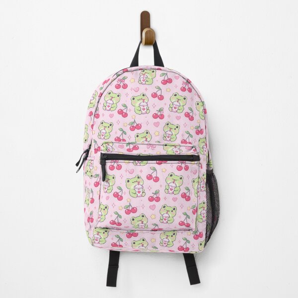 Item preview, Kawaii Frog Cherry Milk Pattern designed and sold by Soft Berry Studio.