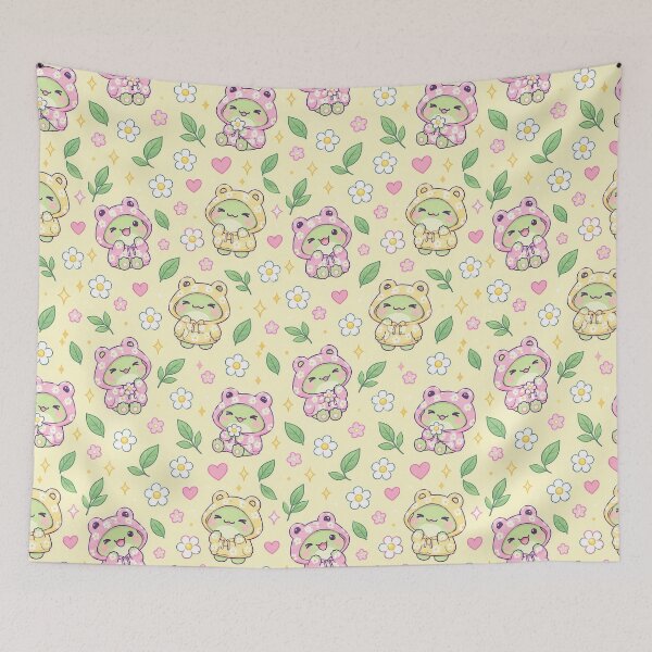 Item preview, Kawaii Frog Flower Hoodie Pattern designed and sold by Soft Berry Studio.
