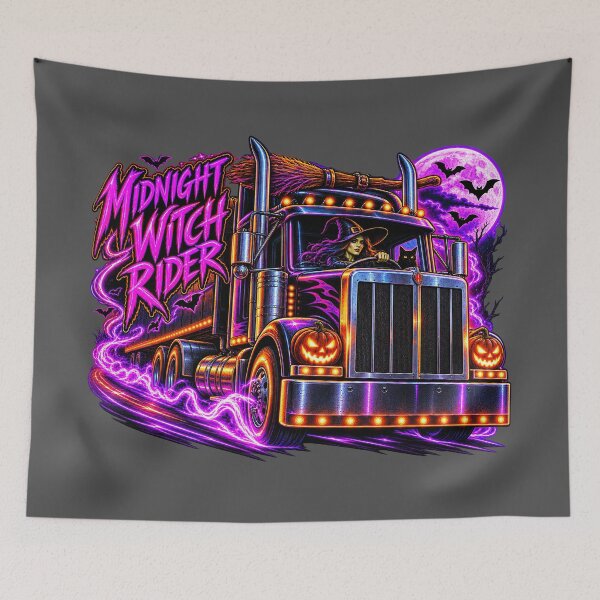 Item preview, Midnight Witch Rider Halloween Semi Truck - Spooky Broom Big Rig designed and sold by NomadForge.