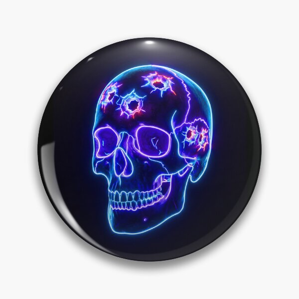 Item preview, NEON SKULL WITH BULLET HOLES 3 designed and sold by NOIMION DIGITAL ART.