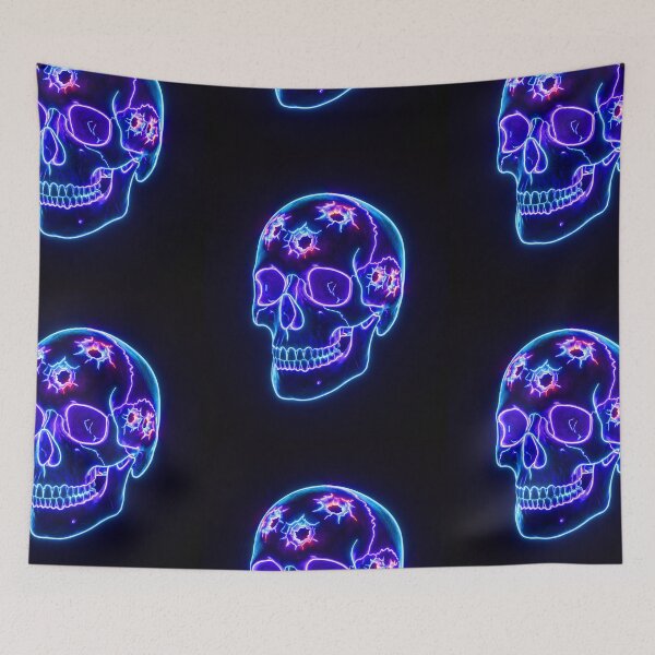 Item preview, NEON SKULL WITH BULLET HOLES 3 designed and sold by NOIMION DIGITAL ART.