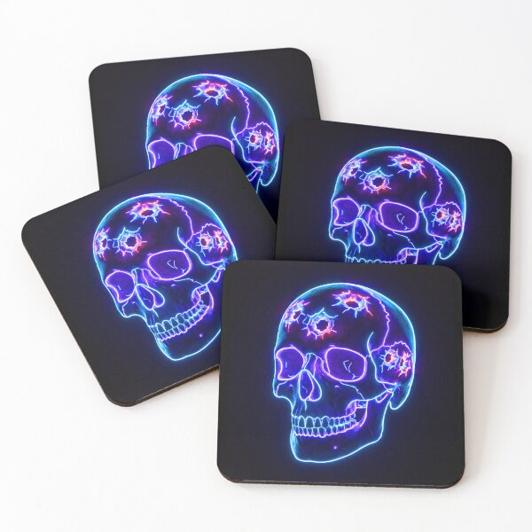 Item preview, NEON SKULL WITH BULLET HOLES 3 designed and sold by NOIMION DIGITAL ART.