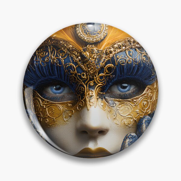 Item preview, Intricate Gold and Blue Feathered Masquerade Mask designed and sold by Artessie.