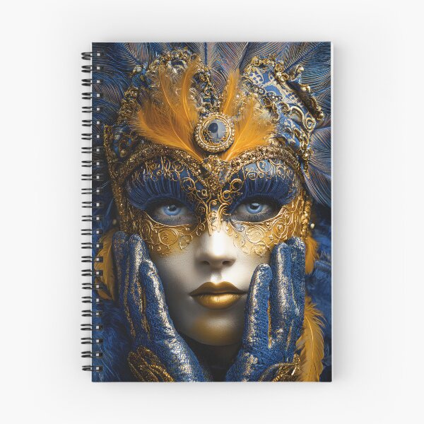 Item preview, Intricate Gold and Blue Feathered Masquerade Mask designed and sold by Artessie.