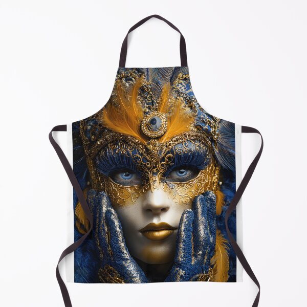 Item preview, Intricate Gold and Blue Feathered Masquerade Mask designed and sold by Artessie.