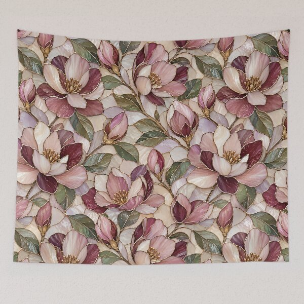 Item preview, Magnolia Stained Glass Floral Botanical Pattern designed and sold by Creativveworrld03.