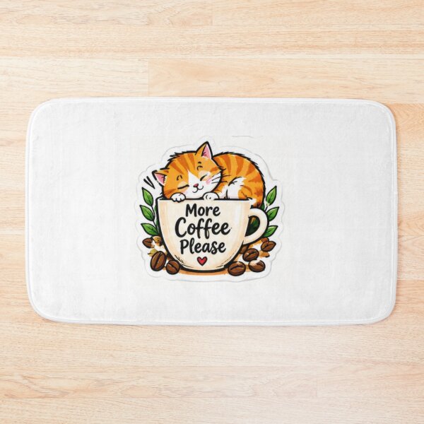 Item preview, More Coffee Please Cute Cozy Cat With Coffee designed and sold by LearnFunStore.