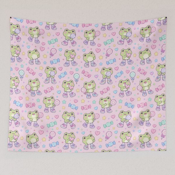 Item preview, Kawaii Frog Daisy Milkshake Pattern designed and sold by Soft Berry Studio.