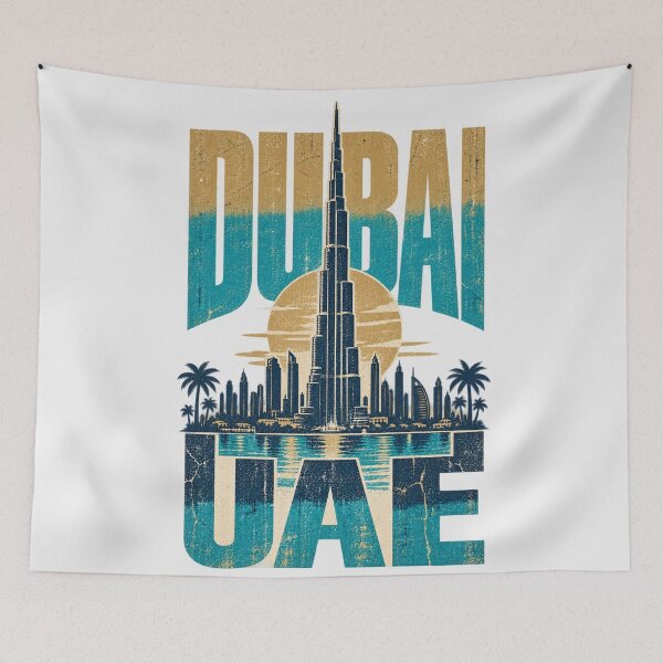 Item preview, Dubai UAE Burj Khalifa Skyline Retro Sunset Design designed and sold by Yellowriversss.