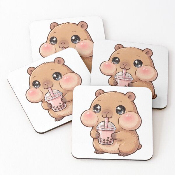 Item preview, Cute Chibi Capybara Drinking Boba Tea – Kawaii Bubble Tea Animal Design designed and sold by MoodLay.