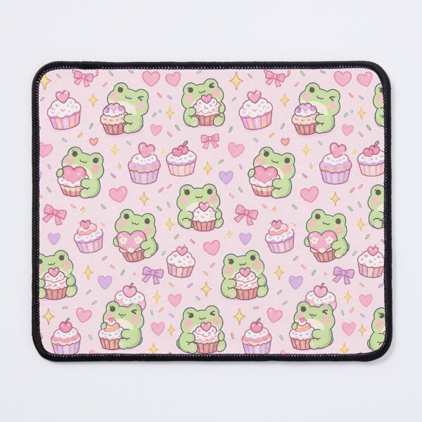 Item preview, Kawaii Frog Heart Cupcake Pattern designed and sold by Soft Berry Studio.