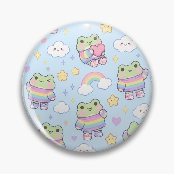 Artikelvorschau, Kawaii Frosch Regenbogen Pullover Muster entworfen und verkauft von Soft Berry Studio.