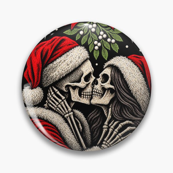 Item preview, Gothic Skeleton Santa Kiss Mistletoe Christmas designed and sold by MariDonna.