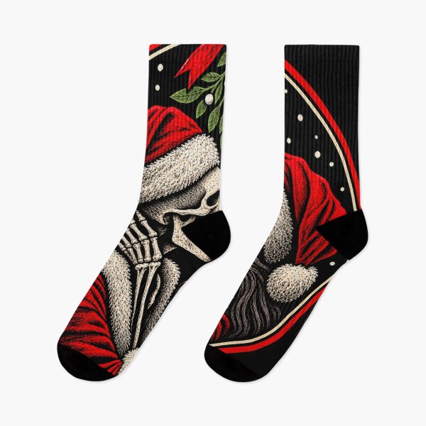 Item preview, Gothic Skeleton Santa Kiss Mistletoe Christmas designed and sold by MariDonna.