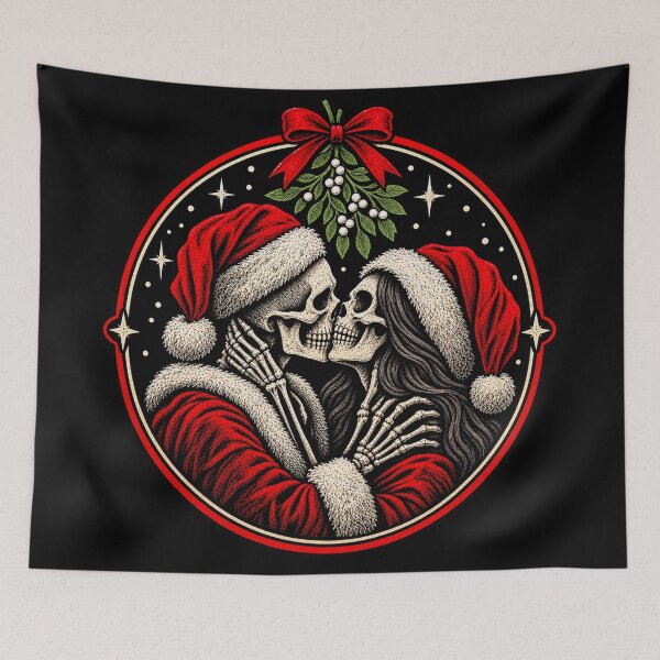 Item preview, Gothic Skeleton Santa Kiss Mistletoe Christmas designed and sold by MariDonna.