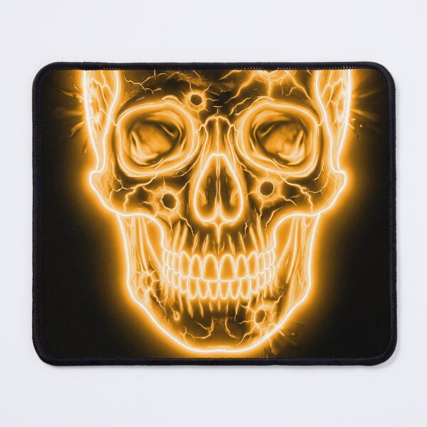 Item preview, GOLD NEON SKULL WITH BULLET HOLES designed and sold by NOIMION DIGITAL ART.