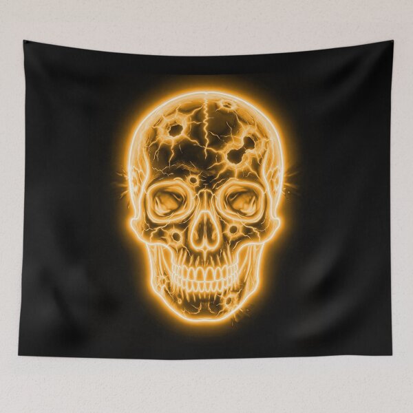 Item preview, GOLD NEON SKULL WITH BULLET HOLES  designed and sold by NOIMION DIGITAL ART.