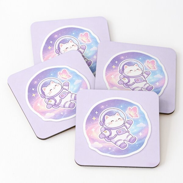 Item preview, White cat in purple nebula designed and sold by pin-upgirls9.