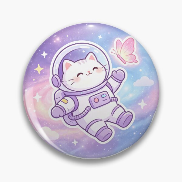 Item preview, White cat in purple nebula designed and sold by pin-upgirls9.