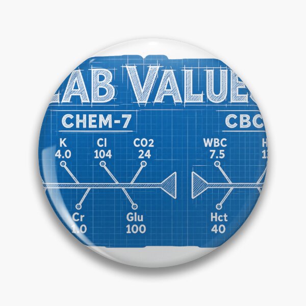 Item preview, Lab Values Fishbone Diagram Blueprint Nursing Student Sticker designed and sold by isokinetic.