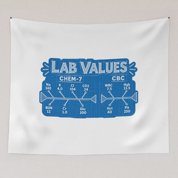 Item preview, Lab Values Fishbone Diagram Blueprint Nursing Student Sticker designed and sold by isokinetic.