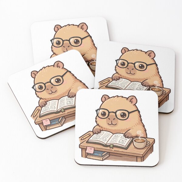 Item preview, Cute Capybara Studying with Coffee – Bookworm Capybara designed and sold by MoodLay.