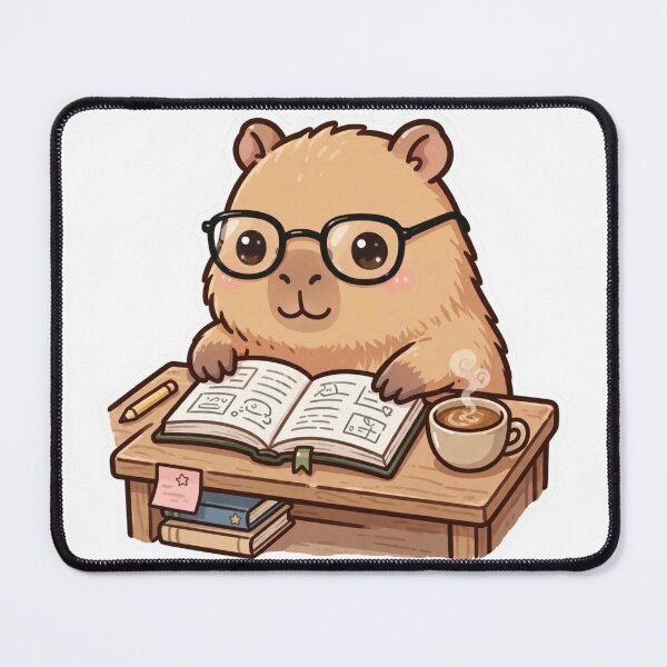 Item preview, Cute Capybara Studying with Coffee – Bookworm Capybara designed and sold by MoodLay.