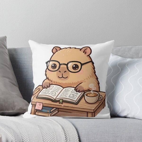 Item preview, Cute Capybara Studying with Coffee – Bookworm Capybara designed and sold by MoodLay.