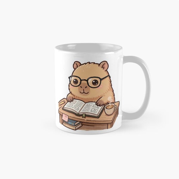 Item preview, Cute Capybara Studying with Coffee – Bookworm Capybara designed and sold by MoodLay.