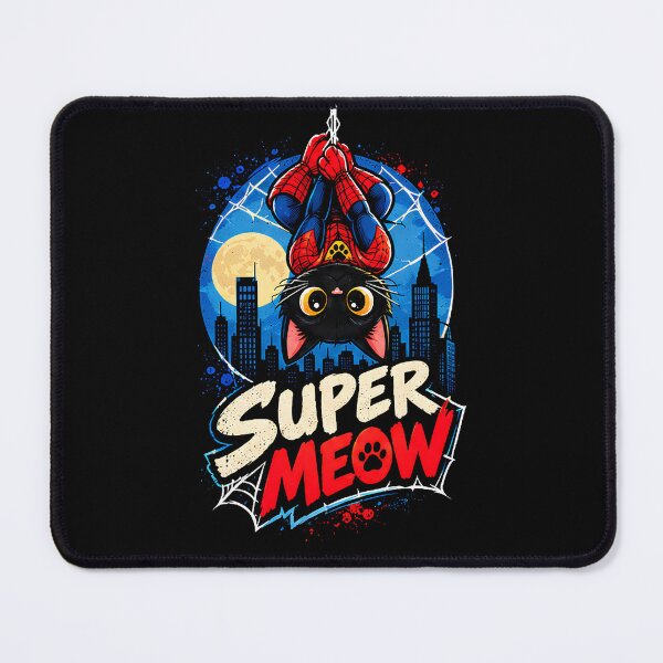 Item preview, Super Meow - Black Cat Superhero Comic Book Style designed and sold by Retro Whiskers.