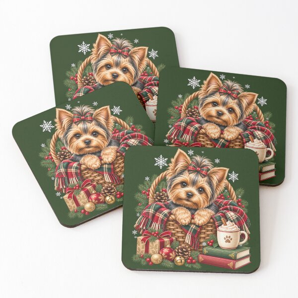 Item preview, Cozy Christmas Greeting Yorkie Dog Holiday Art designed and sold by Cute & Sassy Custom Gifting Boutiques.