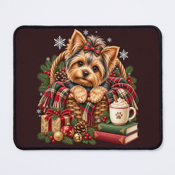 Item preview, Cozy Christmas Greeting Yorkie Dog Holiday Art designed and sold by Cute & Sassy Custom Gifting Boutiques.