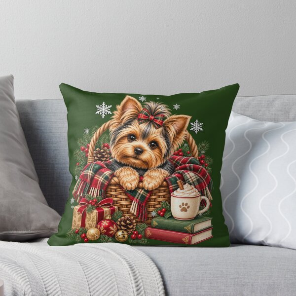 Item preview, Cozy Christmas Greeting Yorkie Dog Holiday Art designed and sold by Cute & Sassy Custom Gifting Boutiques.