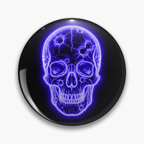 Item preview, BLUE NEON SKULL WITH BULLET HOLES designed and sold by NOIMION DIGITAL ART.