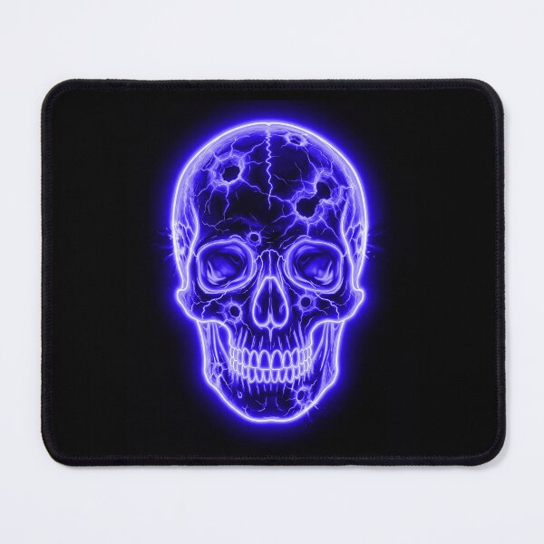 Item preview, BLUE NEON SKULL WITH BULLET HOLES designed and sold by NOIMION DIGITAL ART.